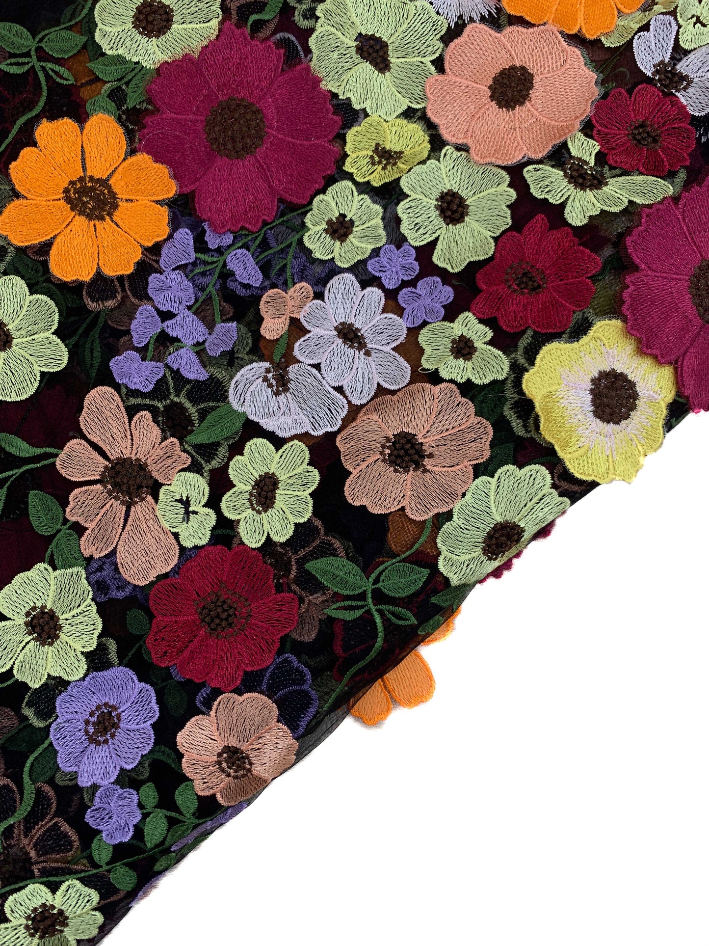 Summer Floral exquisite 3D Lace Fabric (Black)