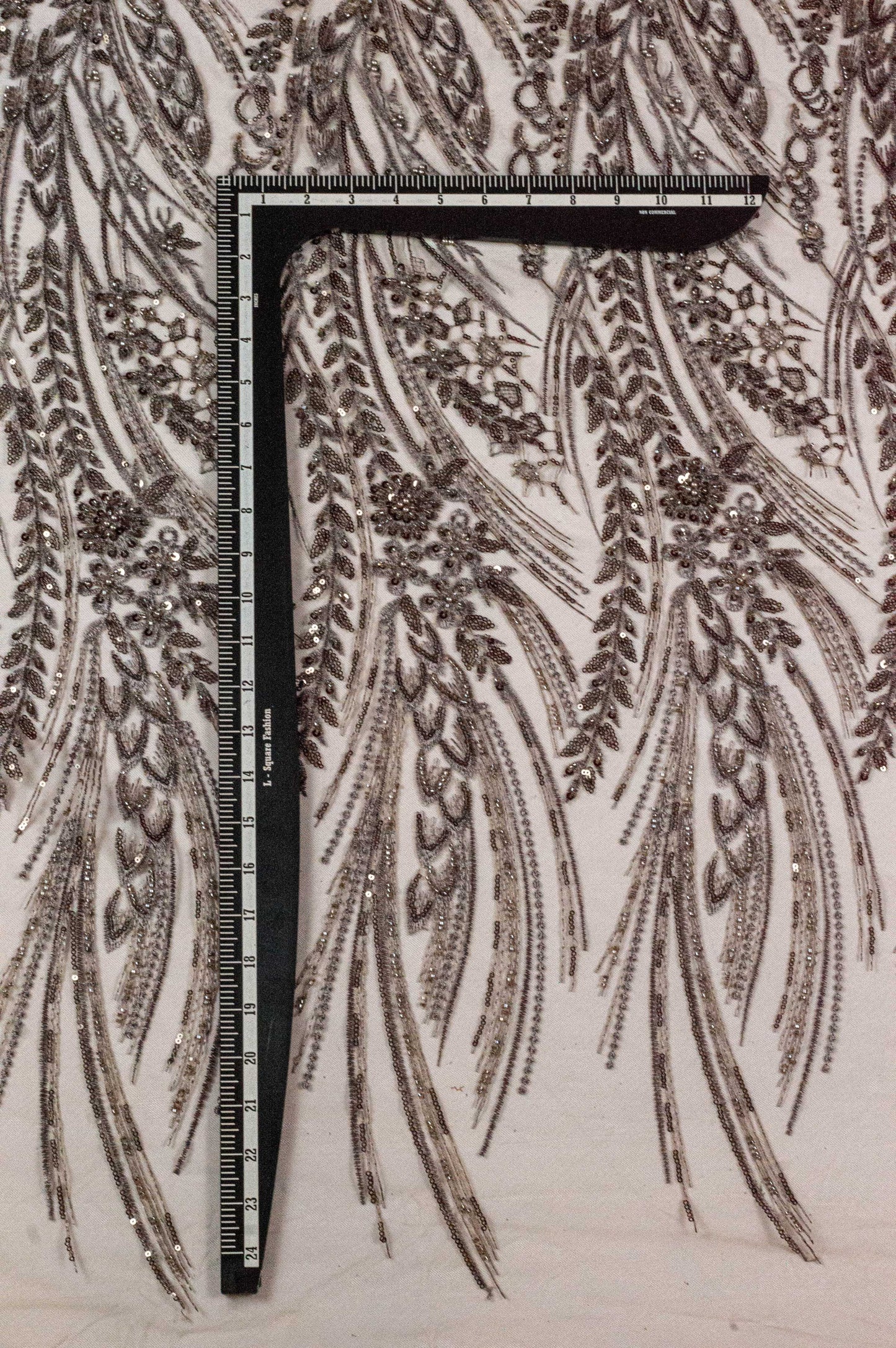 Sapphire Floral Heavy Handwork Net Cedar 54" Fabric