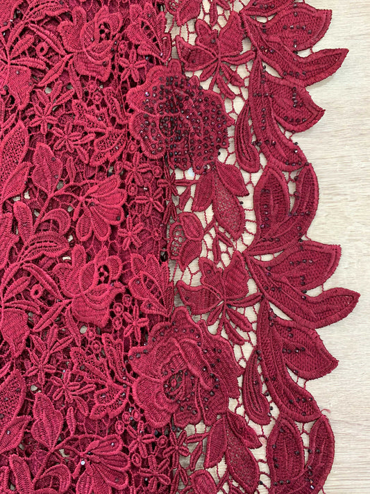 Rahi Maroon Cutwork Lace