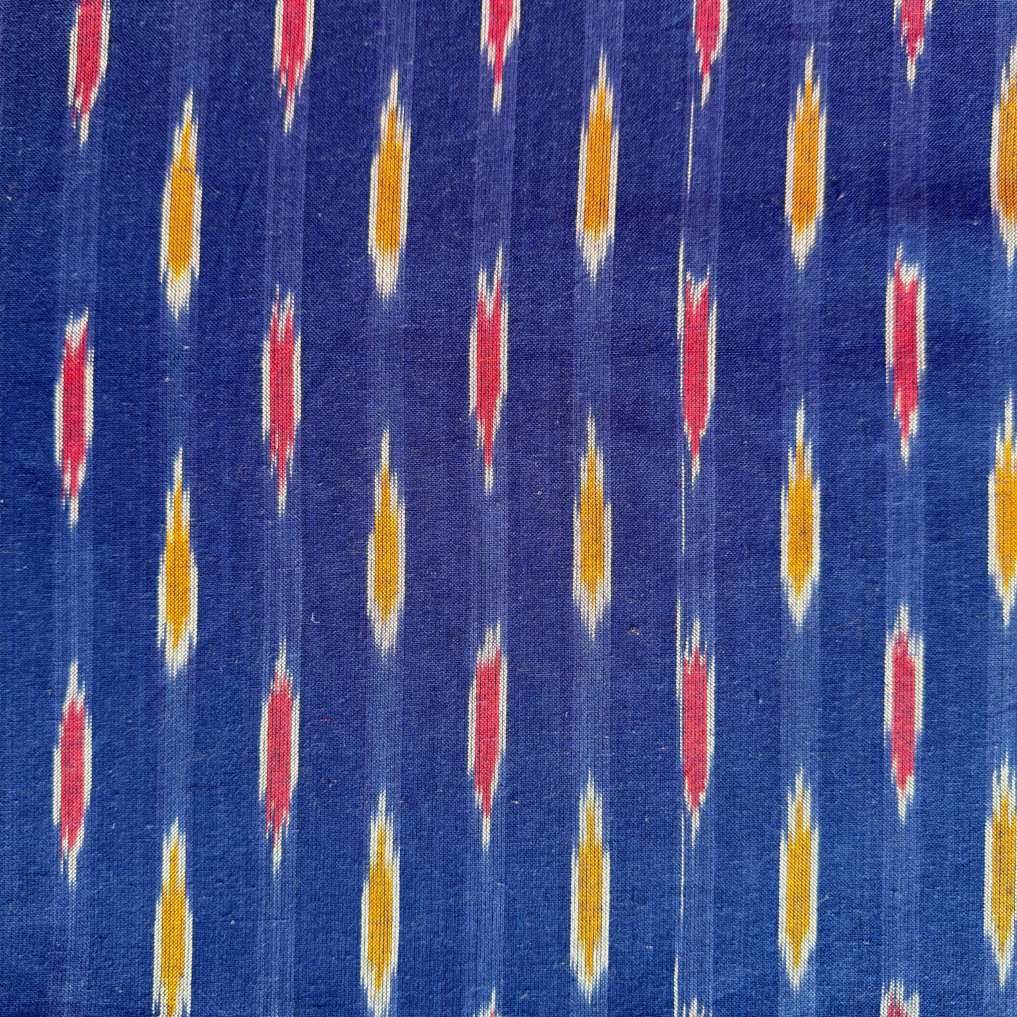 Ikkat Royal Blue Organic Pure Cotton Handloom Printed Fabric