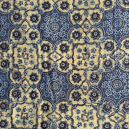 Ajrak Green and Navy  pure cotton landloom printed fabric