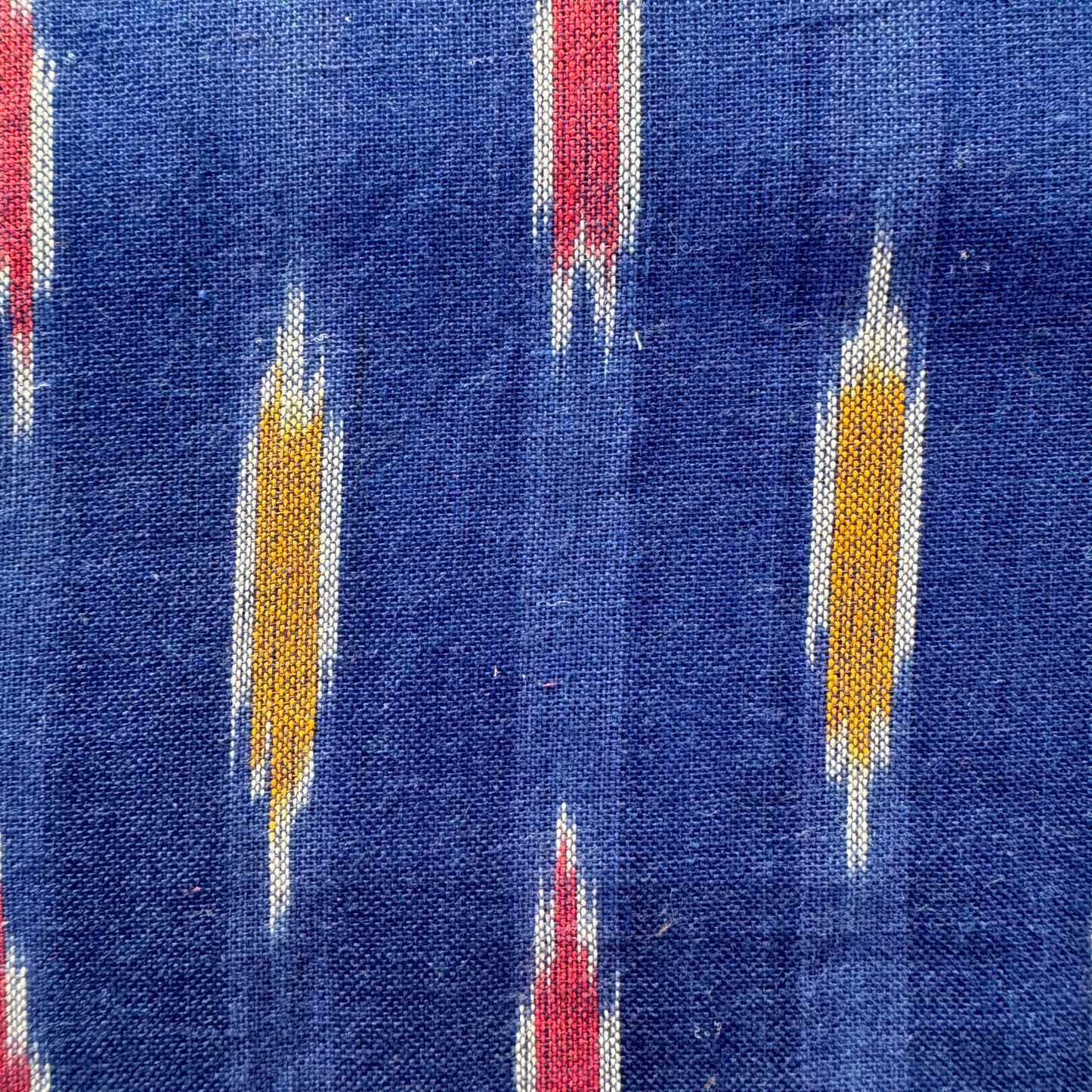 Ikkat Royal Blue Organic Pure Cotton Handloom Printed Fabric