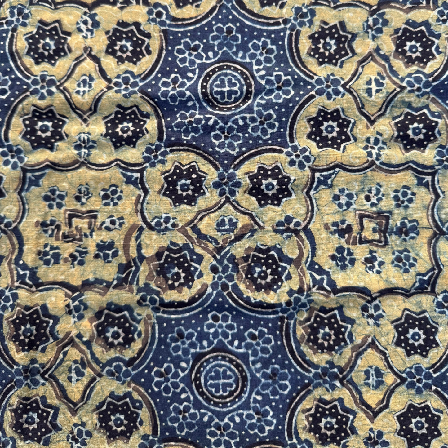 Ajrak Green and Navy  pure cotton landloom printed fabric