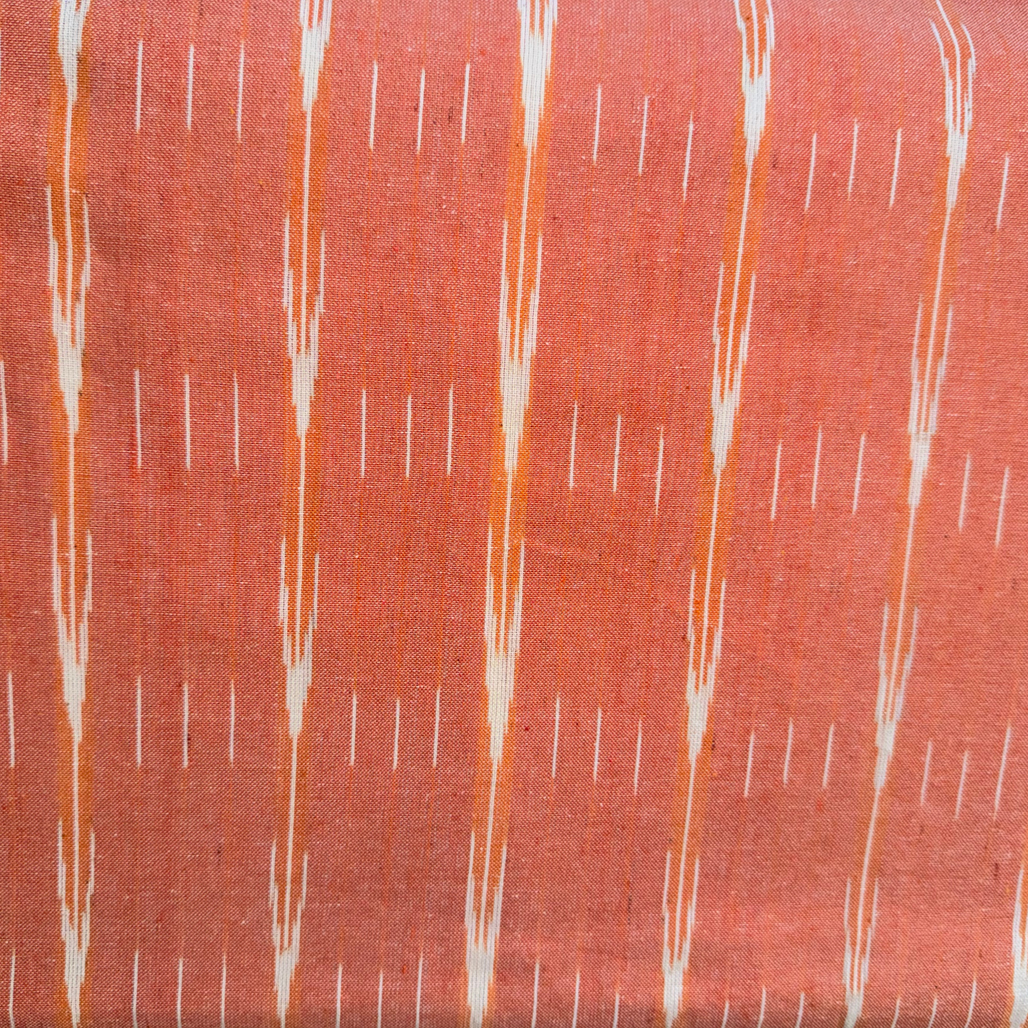 Ikkat Peach  Organic Pure Cotton Handloom Printed Fabric