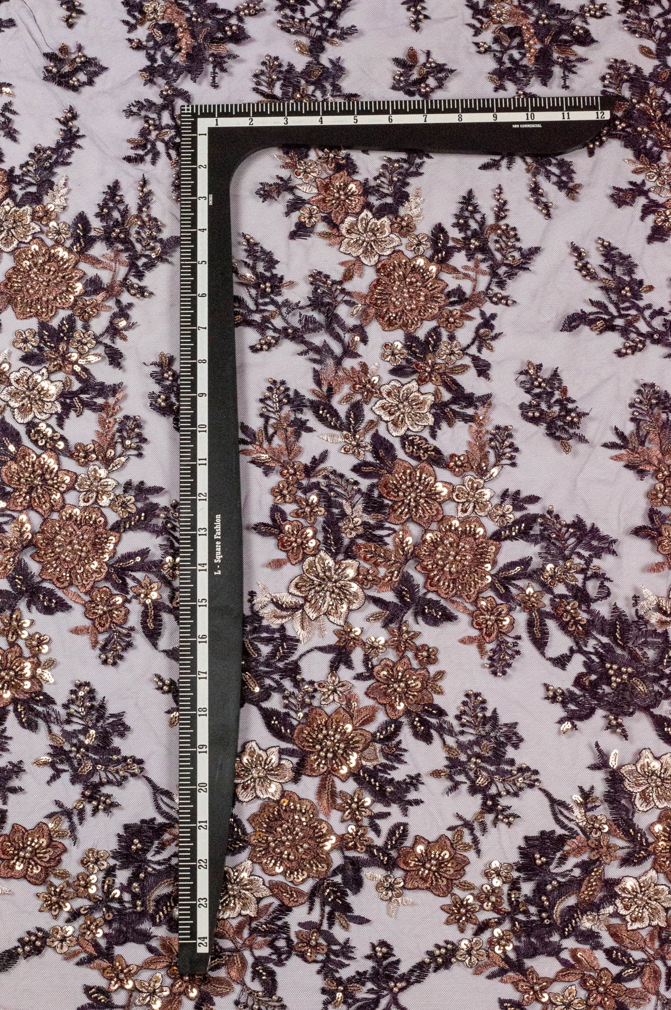 Hyraa Floral Heavy Lace Dark Wine 54"