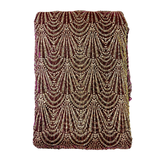 Double Tone Burgandy Lace 56" Fabric