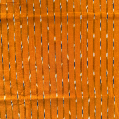 Ikkat Bright Orange Organic Pure Cotton Handloom Printed Fabric