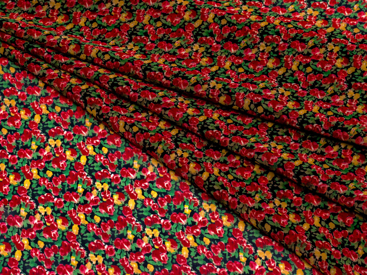 Imported Georgette Floral Garden Red 58" Fabric