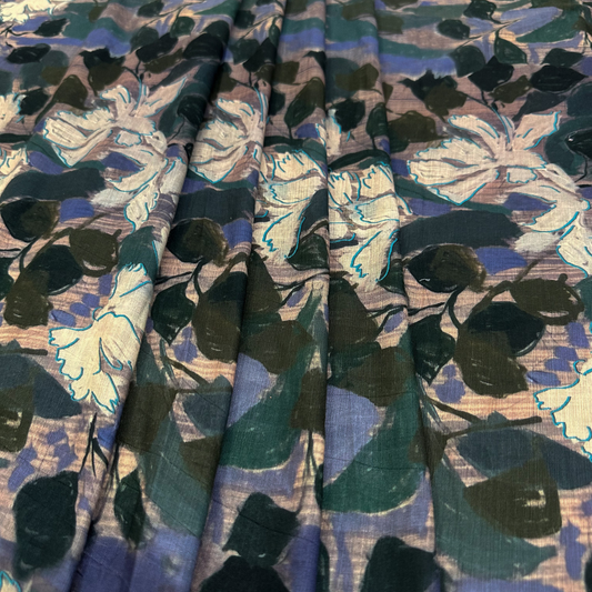 Viscose Cotton Floral Vintage Fabric