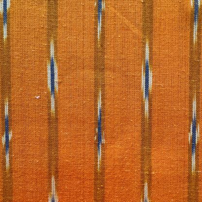 Ikkat Bright Orange Organic Pure Cotton Handloom Printed Fabric