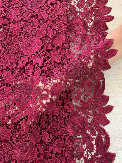 Rahi Maroon Cutwork Lace