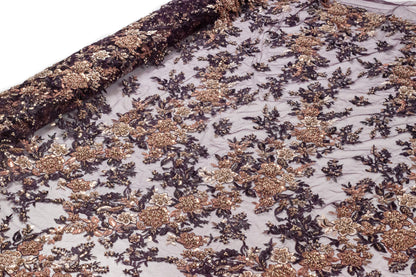 Hyraa Floral Heavy Lace Dark Wine 54"