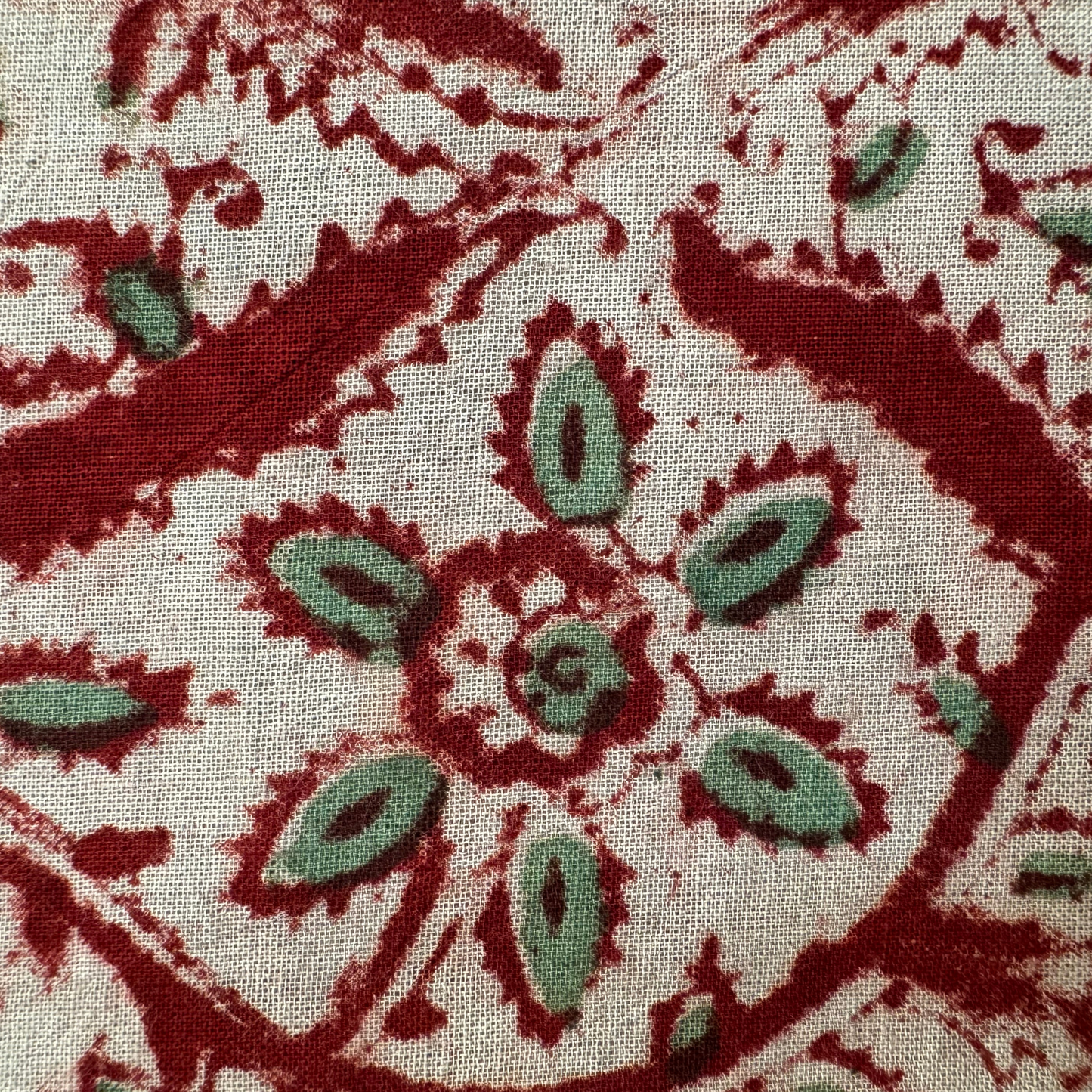 Kalamkari Red and Green Pure Cotton Organic Handloom Printed Fabric