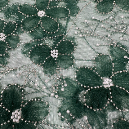 Green Ribbon Floral Lace 56" Fabric