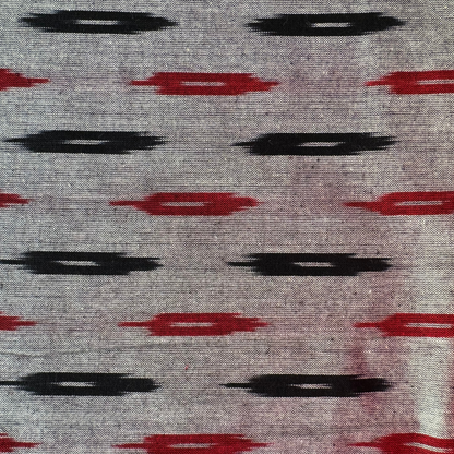 Ikkat  Grey  Organic Pure Cotton Handloom Printed Fabric