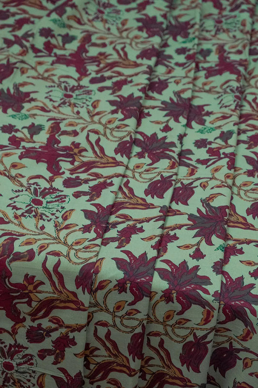 Kalamkari Maroon Floral Fabric