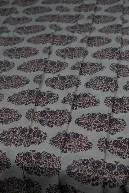 Jaipuri Handblock Beige Floral Fabric