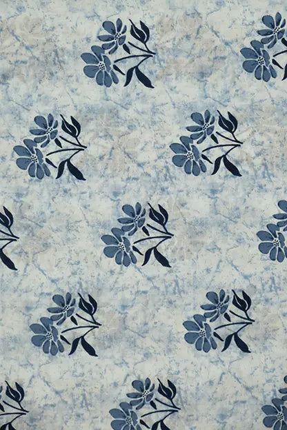 Indigo Floral Print Fabric