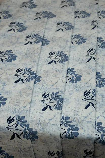 Indigo Floral Print Fabric