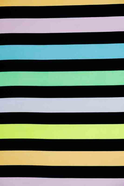 1 Meter Cut Piece of Candy Printes Stripes Black Fabric