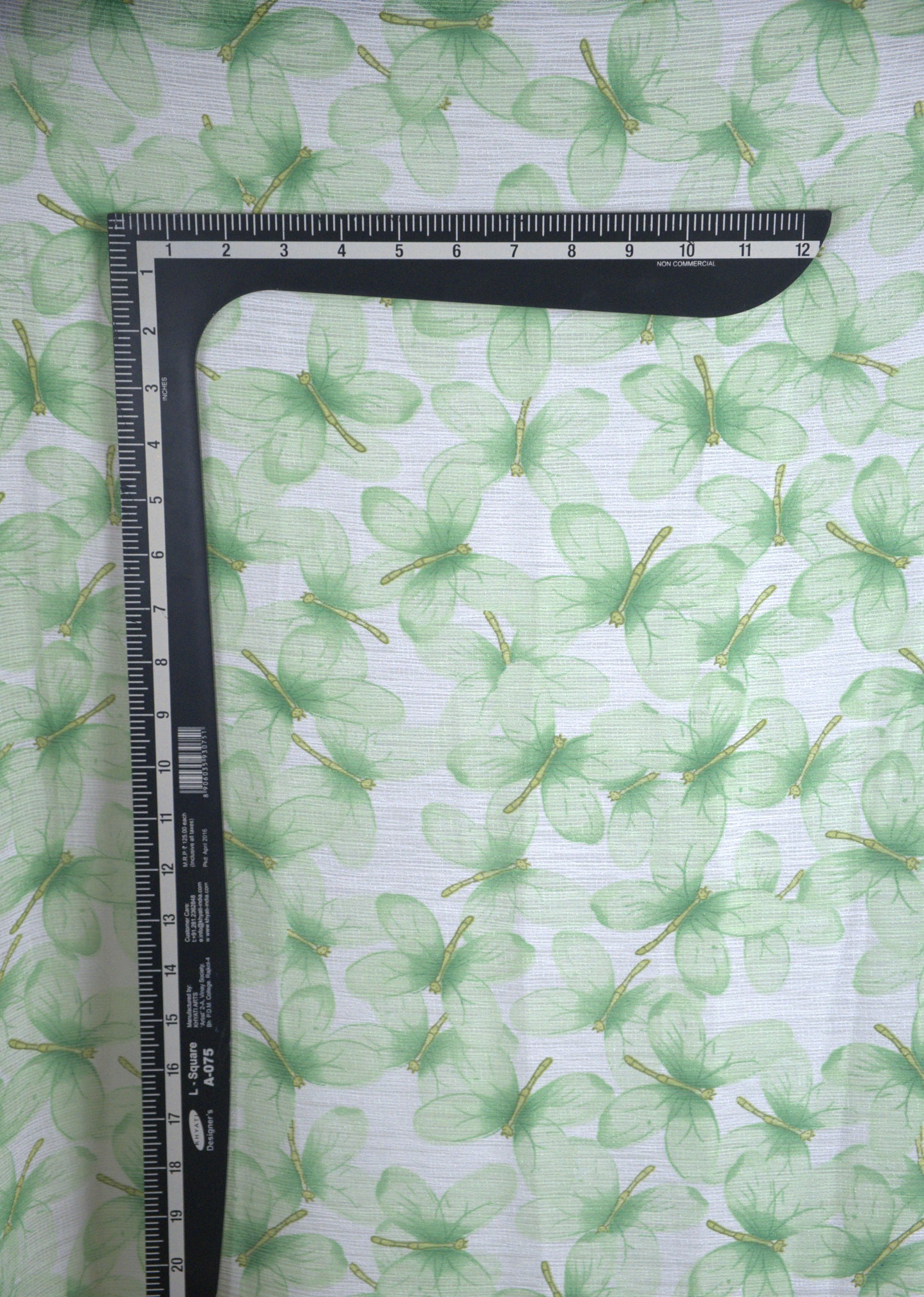 Crepe Folin butterfly Green Fabric