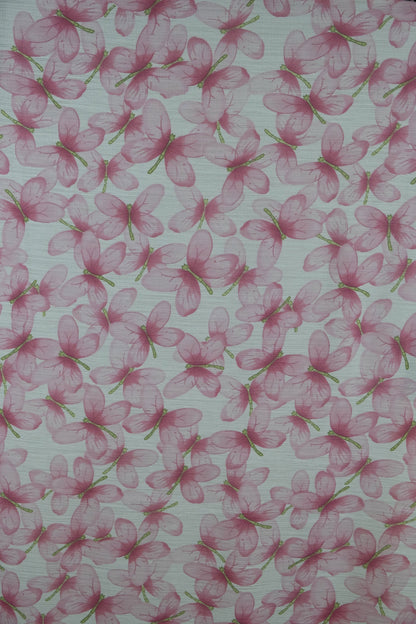 Crepe Folin butterfly Pink Fabric