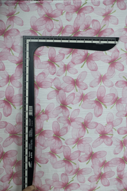 Crepe Folin butterfly Pink Fabric