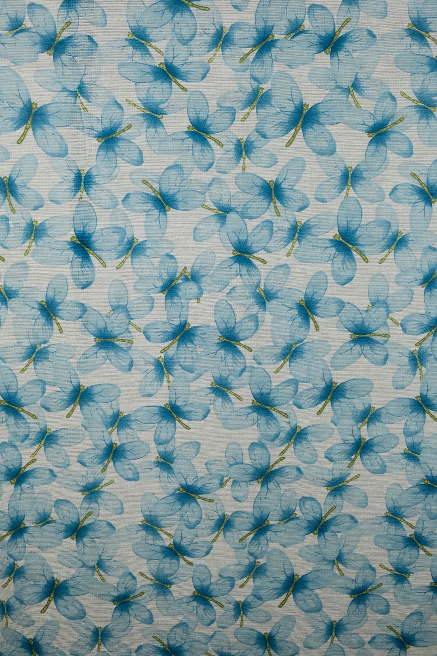 4 Meter Crepe Folin butterfly Blue Fabric