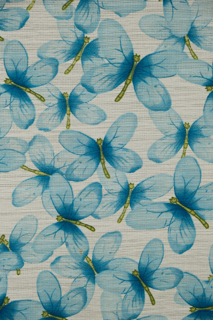 Crepe Folin butterfly Blue Fabric