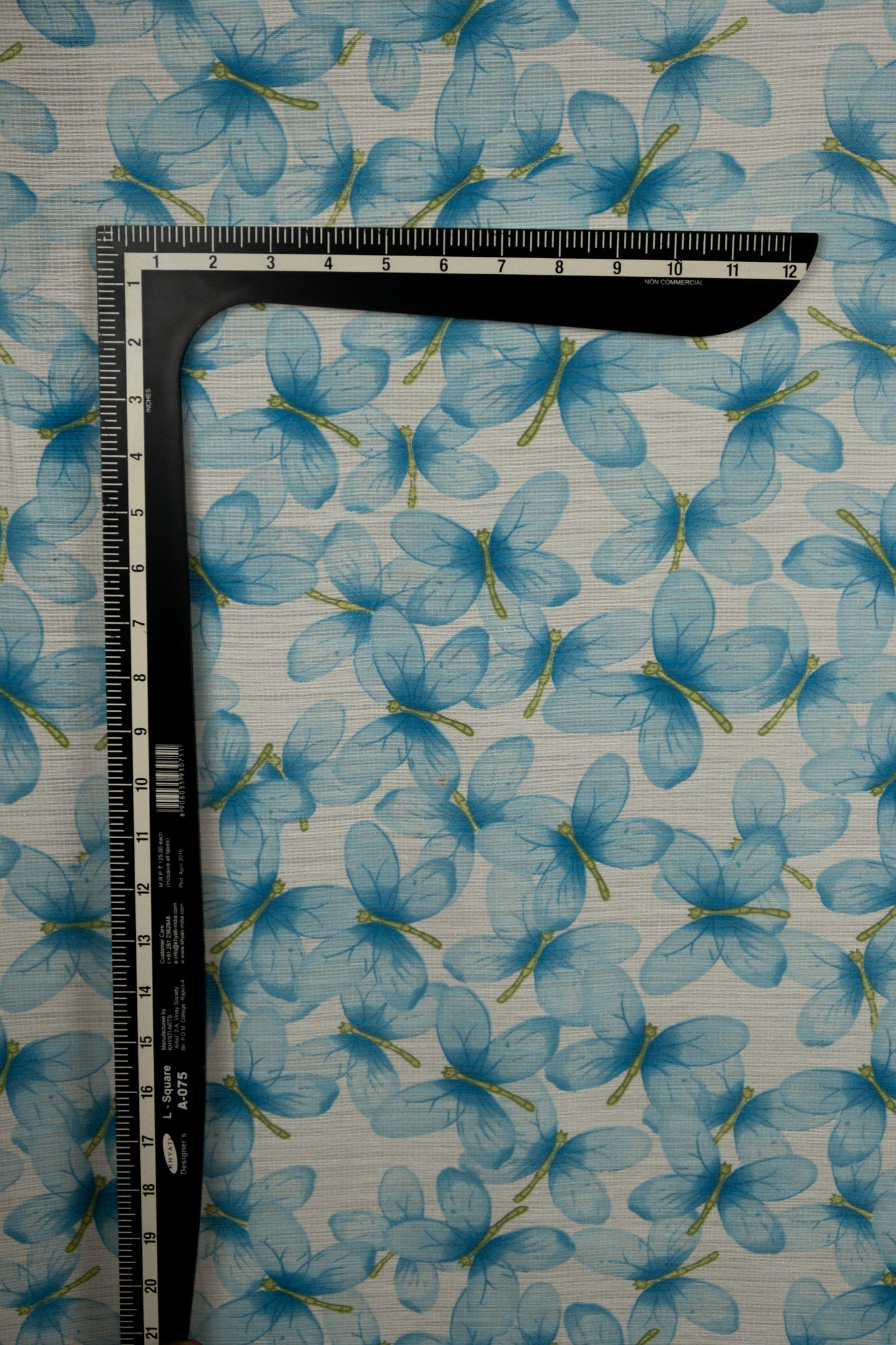 Crepe Folin butterfly Blue Fabric