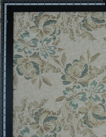 3 Meter Pista Green Platinum Brocade 54" Fabric