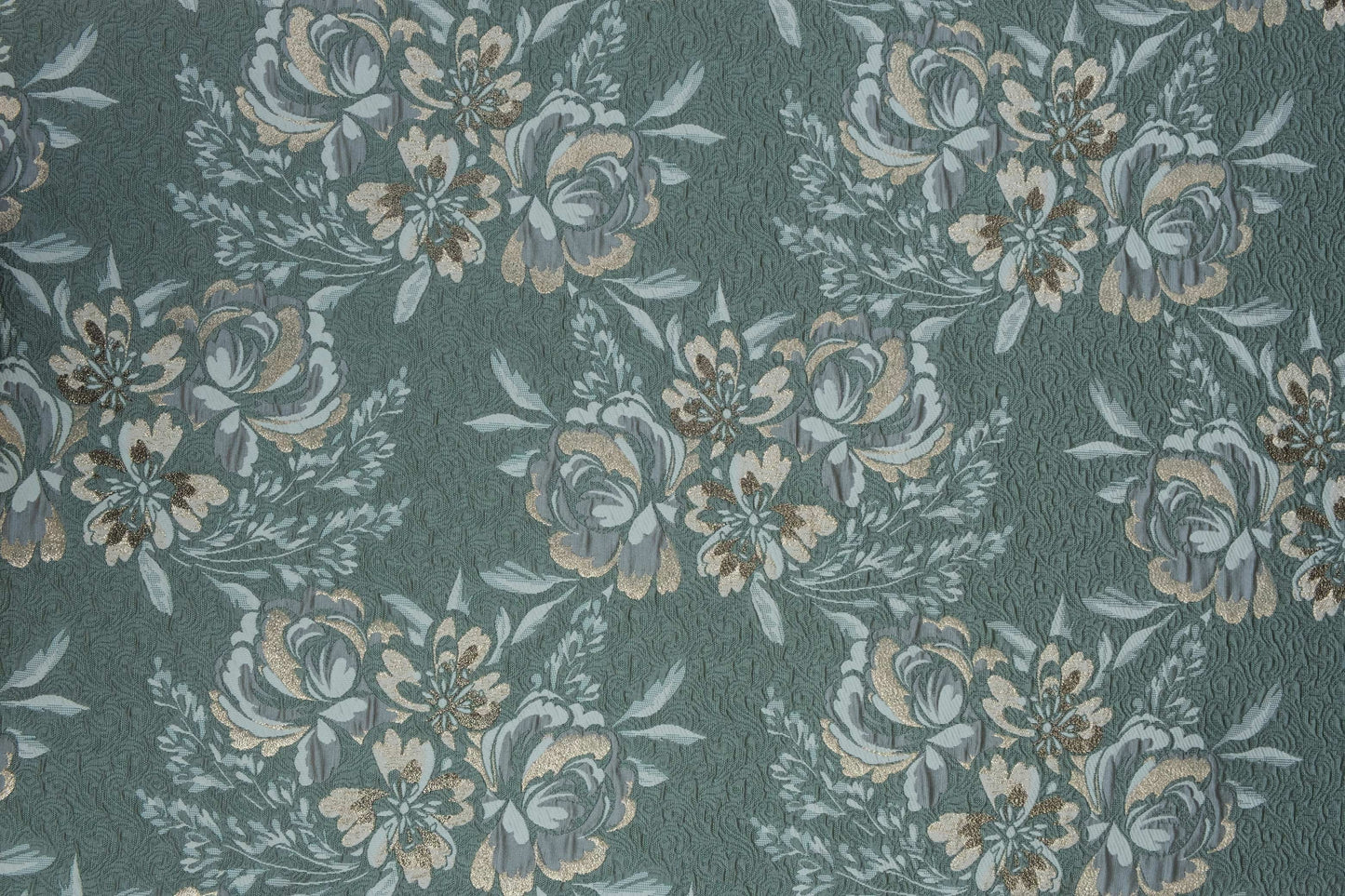 3 Meter Pista Green Platinum Brocade 54" Fabric