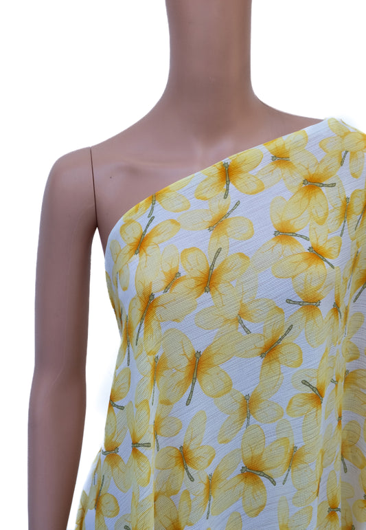 Crepe Folin butterfly Yellow Fabric