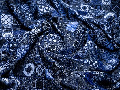 BSY Printed Japanese Navy Blue 58" Fabrics