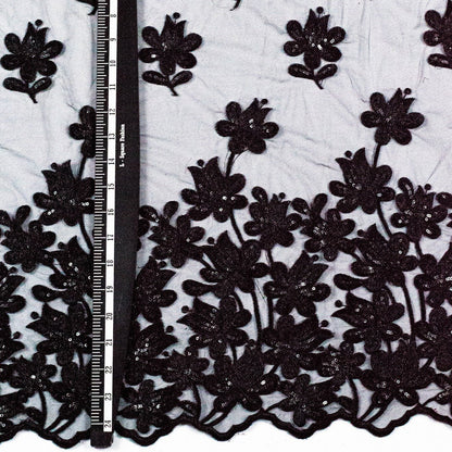 Marcus Net Embroidery Lace Black 54" Fabric