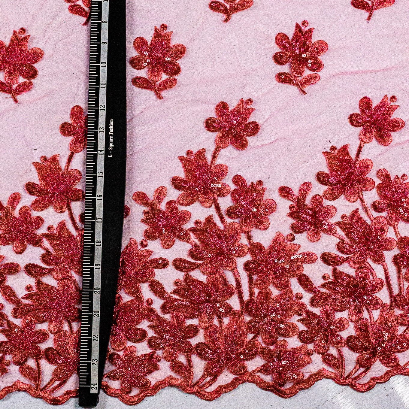 Marcus Net Embroidery Lace Rose Pink 54" Fabric