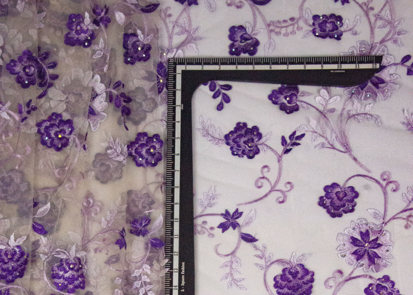 3D Lace Floral Purple Orchid  ( Imported Lace) 54" Fabric