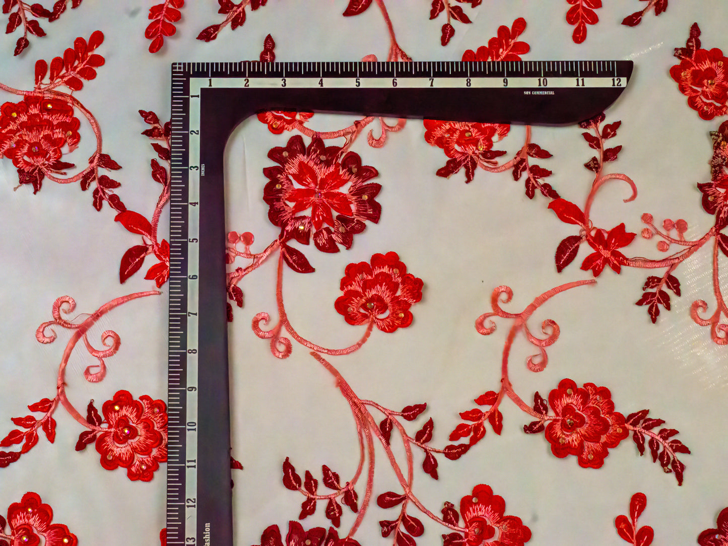 3D Lace Floral Red  ( Imported Lace) 54" Fabric