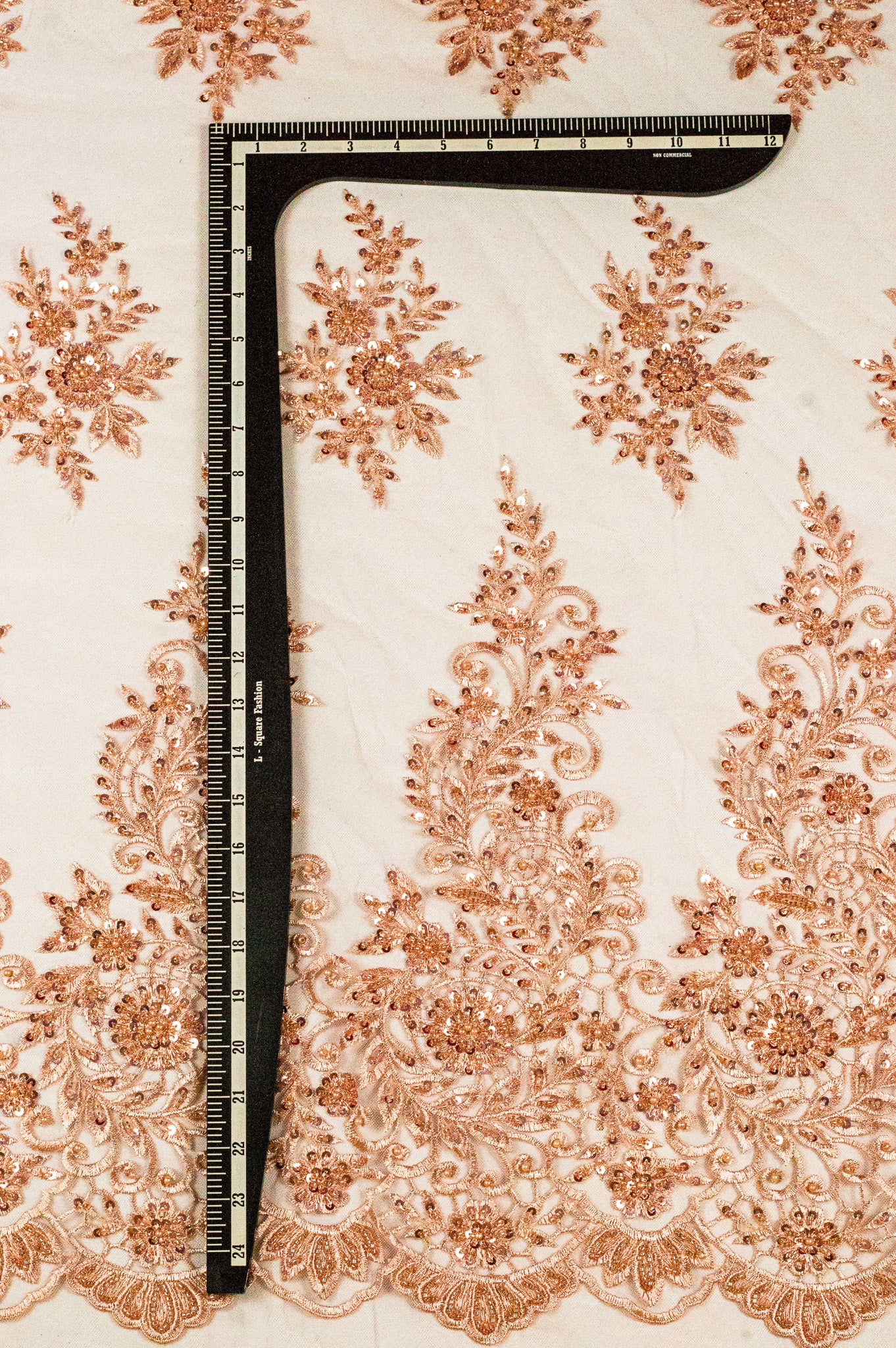 Bridal Lace Heavy Floral Peach 54" Fabric