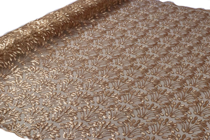 Zeya Floral Net Sequin Lace Gold 54" Fabric