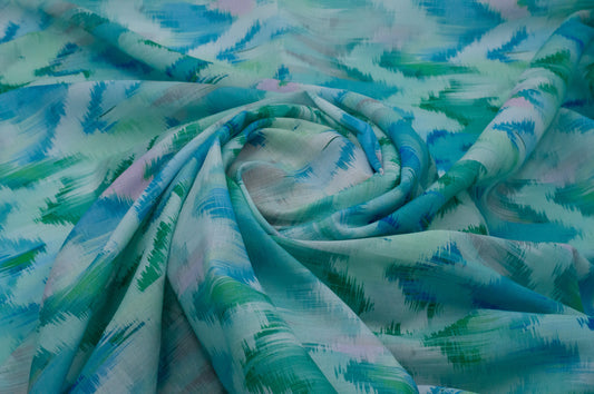 Cotton Viscose Abstract Mint Green