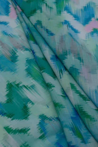 Cotton Viscose Abstract Mint Green