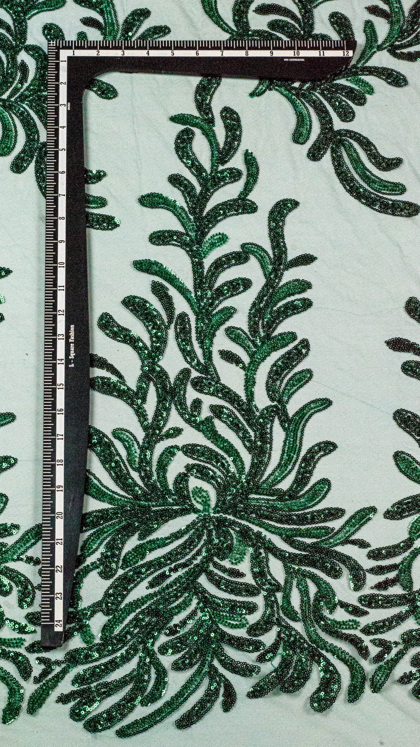 Wavy Floral Bottle Green 54" Lace Fabric