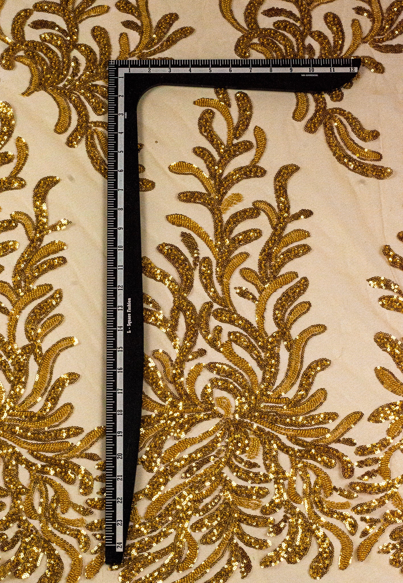 Wavy Floral Gold 54" Lace Fabric