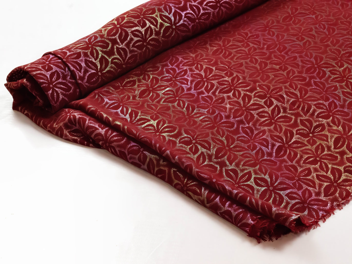 Chiffon Rainbow Smoke Maroon 58" Fabric