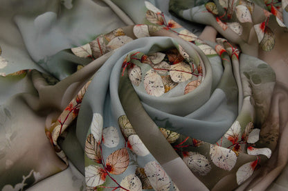 Cotton Visose Digital Floral Sand Blue