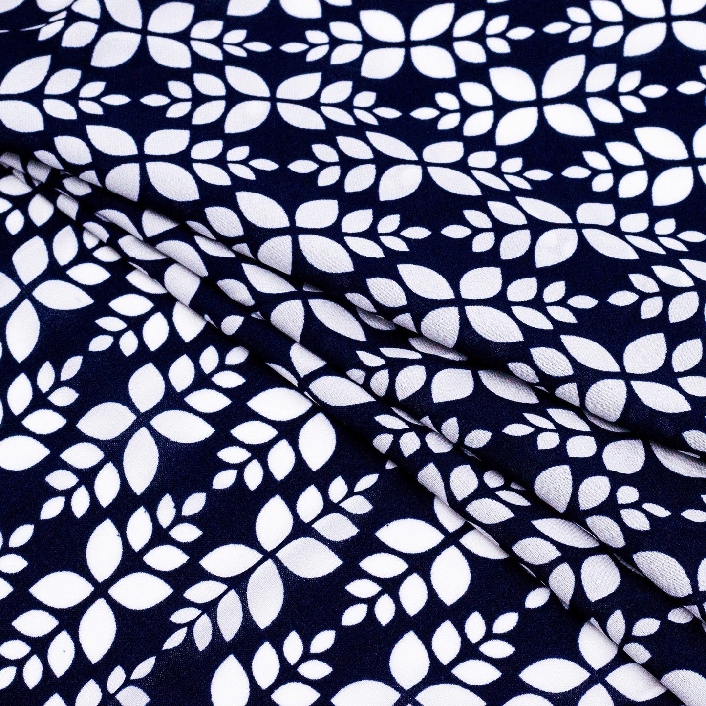 BSY Printed Floral Navy Blue 58" Fabrics