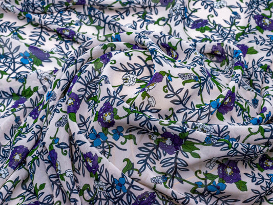 Imported Georgette Floral Purple 58" Fabric