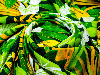 Tropical Print Jungle Green Fabric
