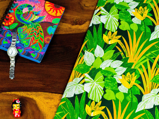 Tropical Print Jungle Green Fabric
